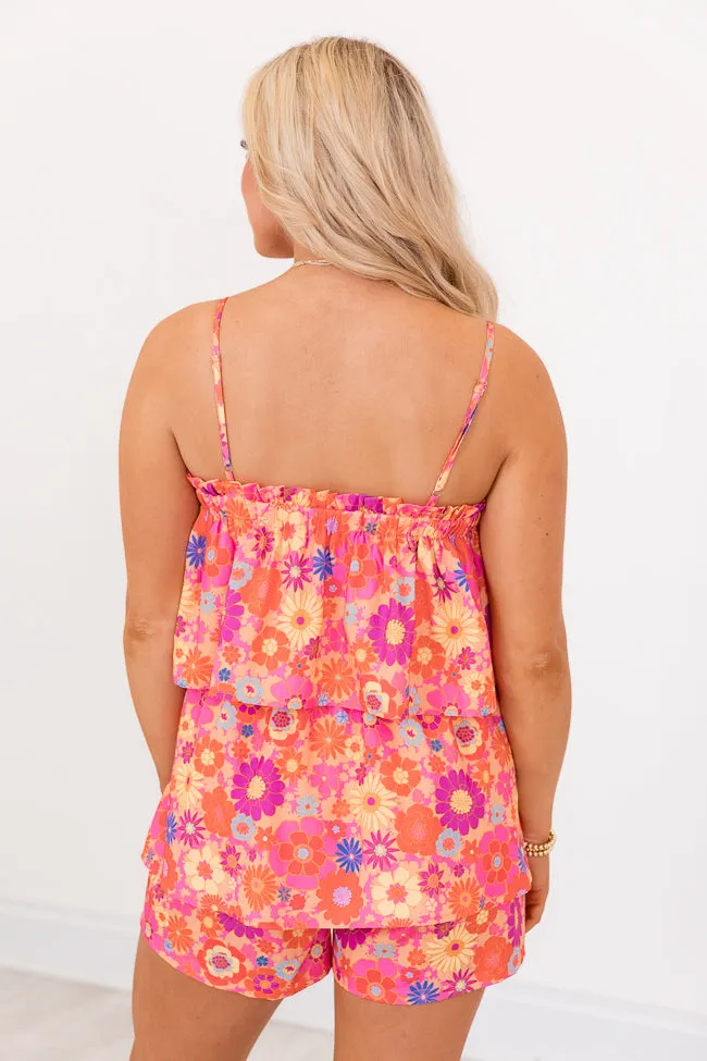 Tossing Petals Multi Retro Floral Printed Romper