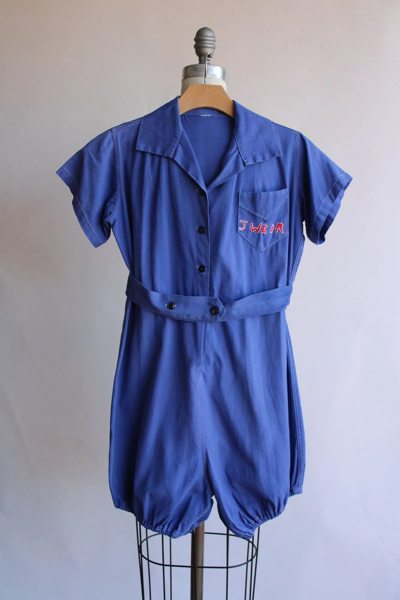 Vintage 1940s Blue Gym Uniform Romper