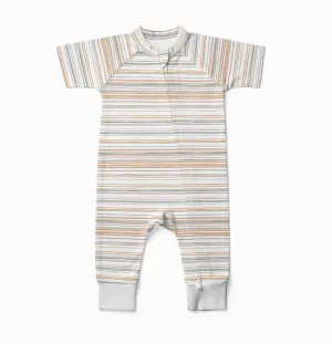 Viscose   Organic Cotton Zipper One-Piece - Boardwalk Stripe