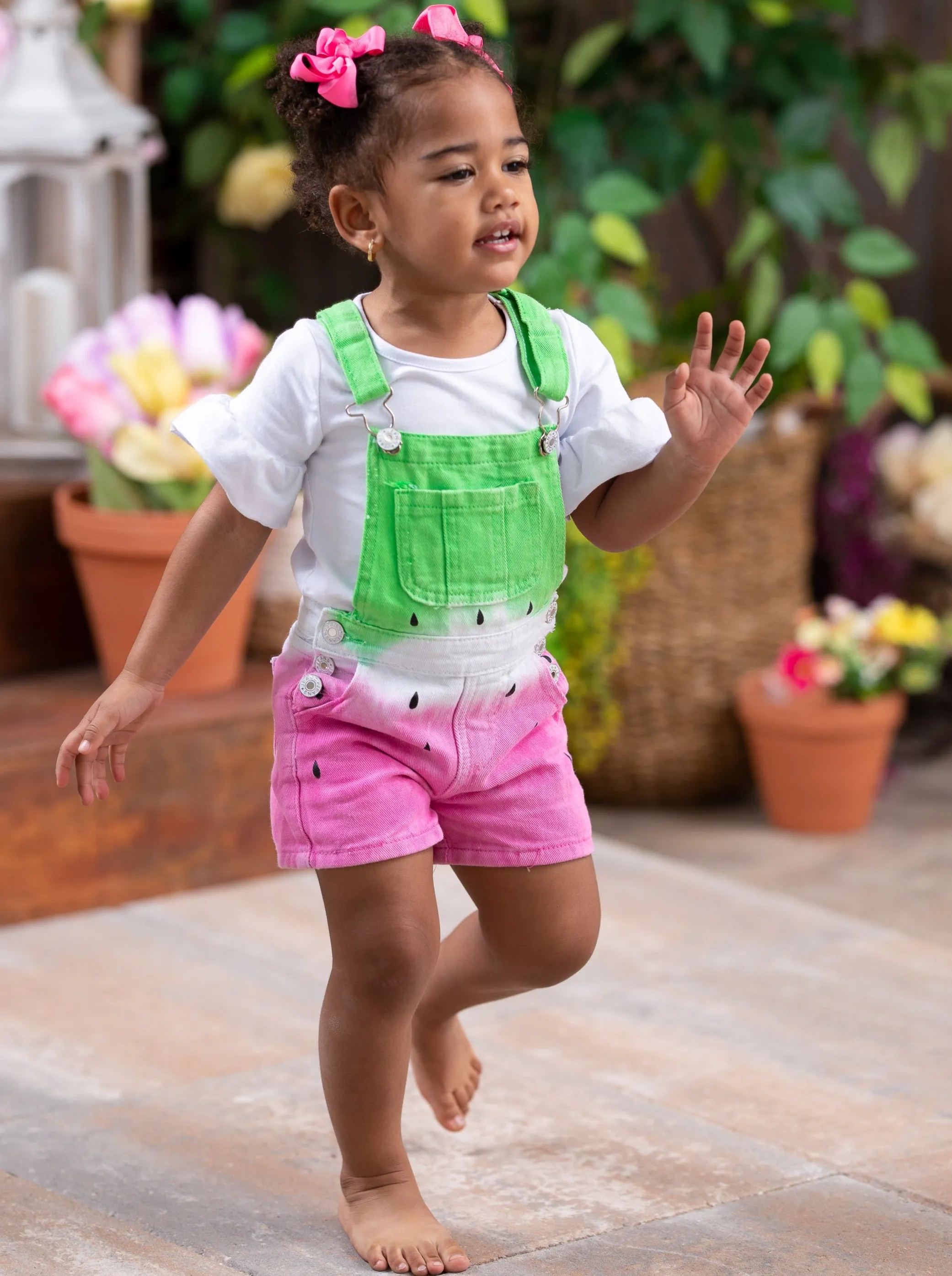 Watermelon Seeds Denim Overall Short Set